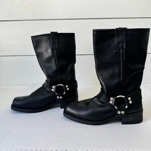 Men's Black Harness Leather Boots